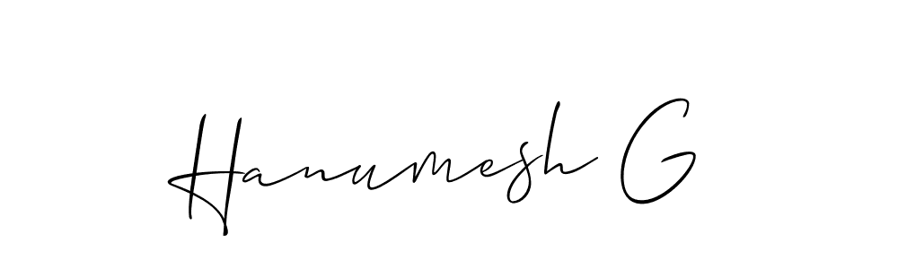 Design your own signature with our free online signature maker. With this signature software, you can create a handwritten (Allison_Script) signature for name Hanumesh G. Hanumesh G signature style 2 images and pictures png