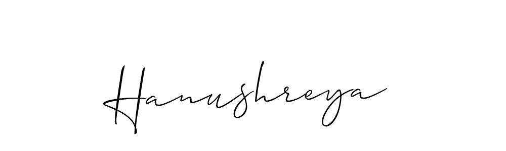 How to make Hanushreya name signature. Use Allison_Script style for creating short signs online. This is the latest handwritten sign. Hanushreya signature style 2 images and pictures png