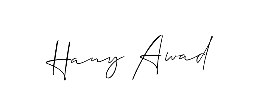 Design your own signature with our free online signature maker. With this signature software, you can create a handwritten (Allison_Script) signature for name Hany Awad. Hany Awad signature style 2 images and pictures png