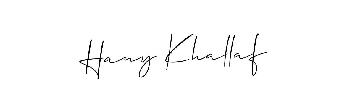 It looks lik you need a new signature style for name Hany Khallaf. Design unique handwritten (Allison_Script) signature with our free signature maker in just a few clicks. Hany Khallaf signature style 2 images and pictures png