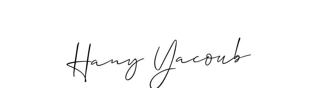 Also You can easily find your signature by using the search form. We will create Hany Yacoub name handwritten signature images for you free of cost using Allison_Script sign style. Hany Yacoub signature style 2 images and pictures png