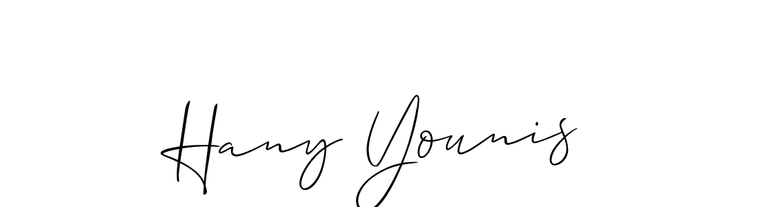 Use a signature maker to create a handwritten signature online. With this signature software, you can design (Allison_Script) your own signature for name Hany Younis. Hany Younis signature style 2 images and pictures png