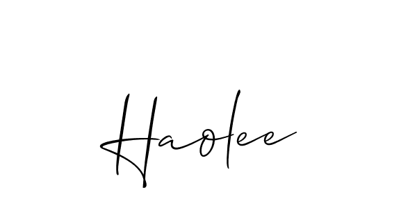 Design your own signature with our free online signature maker. With this signature software, you can create a handwritten (Allison_Script) signature for name Haolee. Haolee signature style 2 images and pictures png