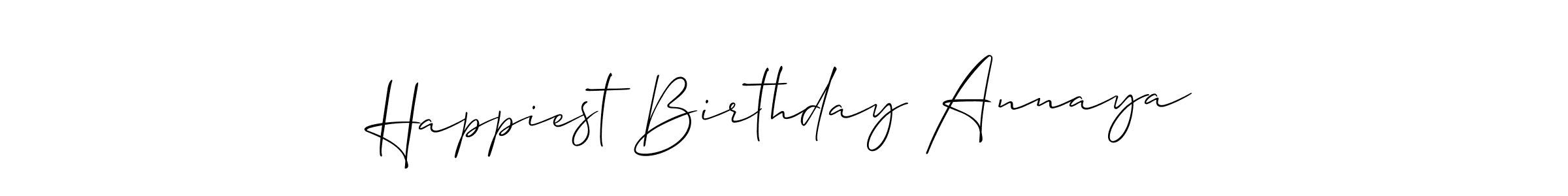 Make a beautiful signature design for name Happiest Birthday Annaya. Use this online signature maker to create a handwritten signature for free. Happiest Birthday Annaya signature style 2 images and pictures png