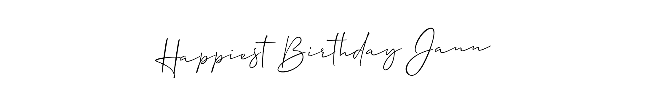 Make a short Happiest Birthday Jann signature style. Manage your documents anywhere anytime using Allison_Script. Create and add eSignatures, submit forms, share and send files easily. Happiest Birthday Jann signature style 2 images and pictures png