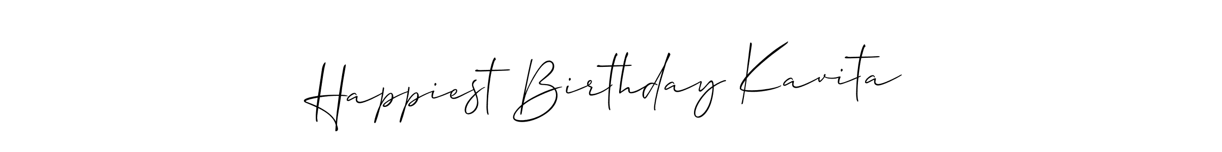 Happiest Birthday Kavita stylish signature style. Best Handwritten Sign (Allison_Script) for my name. Handwritten Signature Collection Ideas for my name Happiest Birthday Kavita. Happiest Birthday Kavita signature style 2 images and pictures png