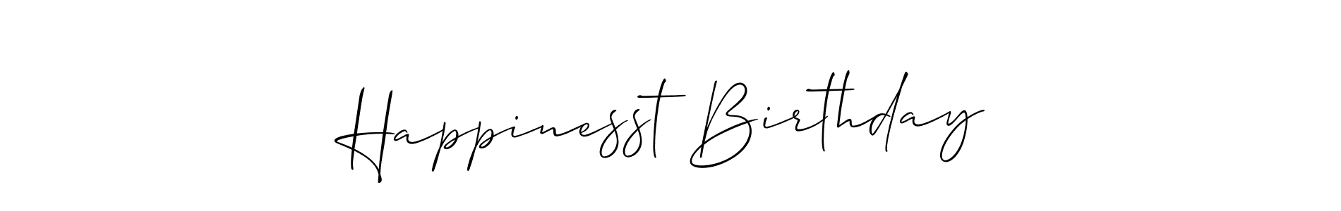 Similarly Allison_Script is the best handwritten signature design. Signature creator online .You can use it as an online autograph creator for name Happinesst Birthday. Happinesst Birthday signature style 2 images and pictures png