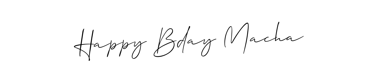 Use a signature maker to create a handwritten signature online. With this signature software, you can design (Allison_Script) your own signature for name Happy Bday Macha. Happy Bday Macha signature style 2 images and pictures png