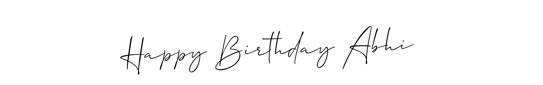 Make a beautiful signature design for name Happy Birthday Abhi. With this signature (Allison_Script) style, you can create a handwritten signature for free. Happy Birthday Abhi signature style 2 images and pictures png