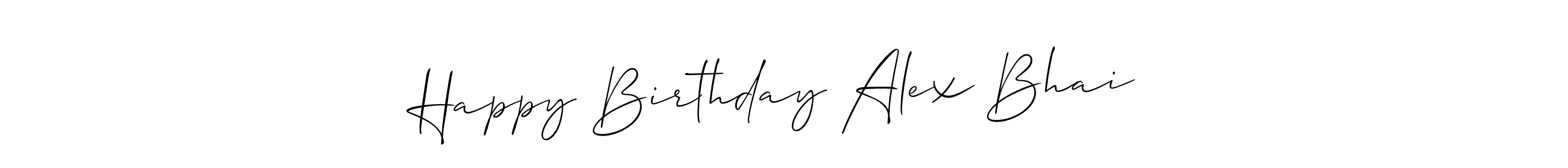 Allison_Script is a professional signature style that is perfect for those who want to add a touch of class to their signature. It is also a great choice for those who want to make their signature more unique. Get Happy Birthday Alex Bhai ❤ name to fancy signature for free. Happy Birthday Alex Bhai ❤ signature style 2 images and pictures png