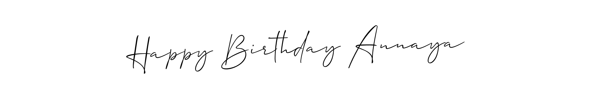 Also You can easily find your signature by using the search form. We will create Happy Birthday Annaya name handwritten signature images for you free of cost using Allison_Script sign style. Happy Birthday Annaya signature style 2 images and pictures png