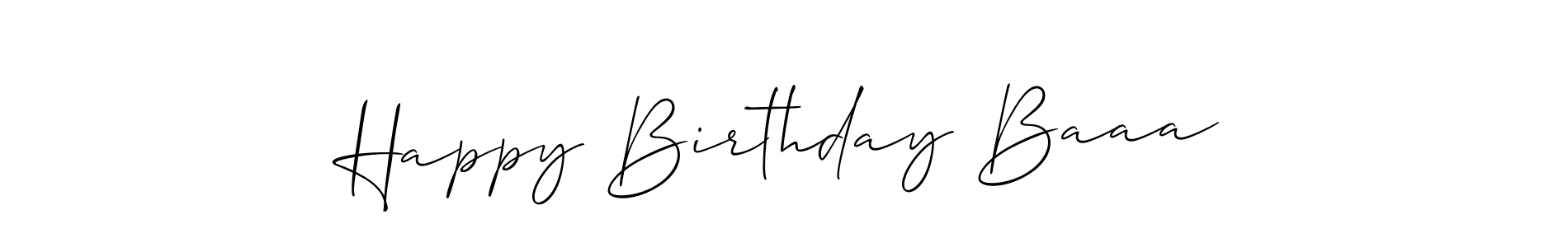Allison_Script is a professional signature style that is perfect for those who want to add a touch of class to their signature. It is also a great choice for those who want to make their signature more unique. Get Happy Birthday Baaa name to fancy signature for free. Happy Birthday Baaa signature style 2 images and pictures png