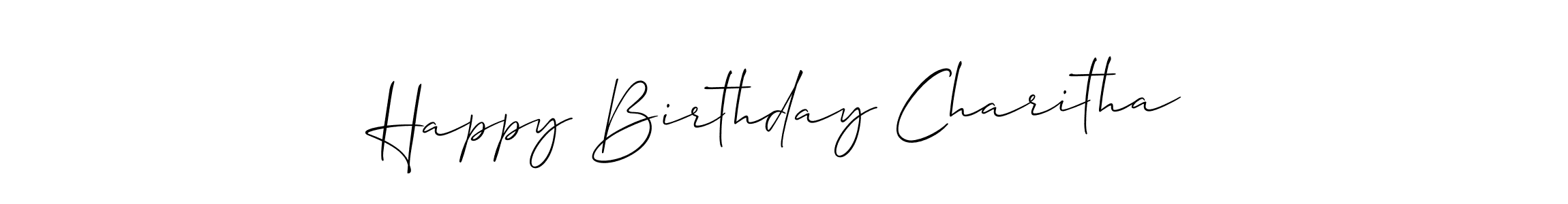 Design your own signature with our free online signature maker. With this signature software, you can create a handwritten (Allison_Script) signature for name Happy Birthday Charitha. Happy Birthday Charitha signature style 2 images and pictures png