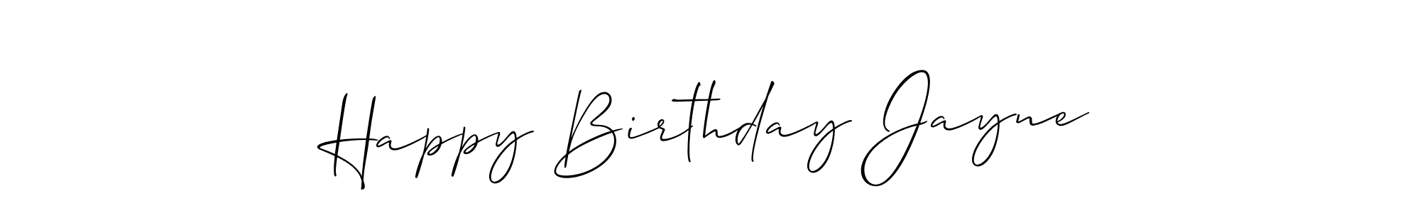 Use a signature maker to create a handwritten signature online. With this signature software, you can design (Allison_Script) your own signature for name Happy Birthday Jayne. Happy Birthday Jayne signature style 2 images and pictures png