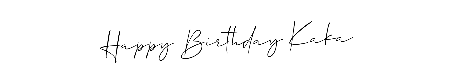 Use a signature maker to create a handwritten signature online. With this signature software, you can design (Allison_Script) your own signature for name Happy Birthday Kaka. Happy Birthday Kaka signature style 2 images and pictures png