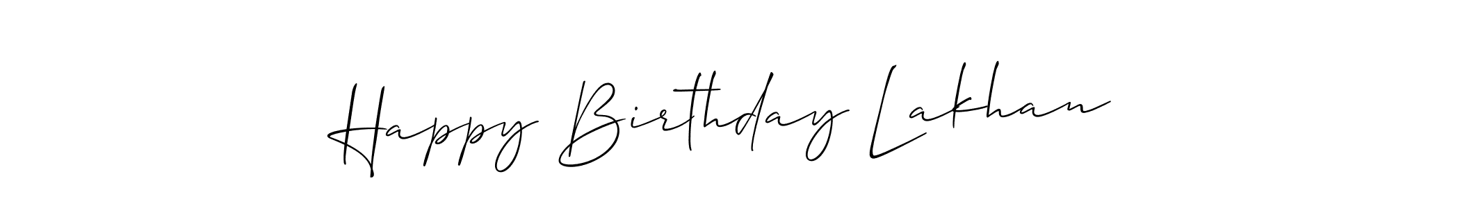 Allison_Script is a professional signature style that is perfect for those who want to add a touch of class to their signature. It is also a great choice for those who want to make their signature more unique. Get Happy Birthday Lakhan name to fancy signature for free. Happy Birthday Lakhan signature style 2 images and pictures png