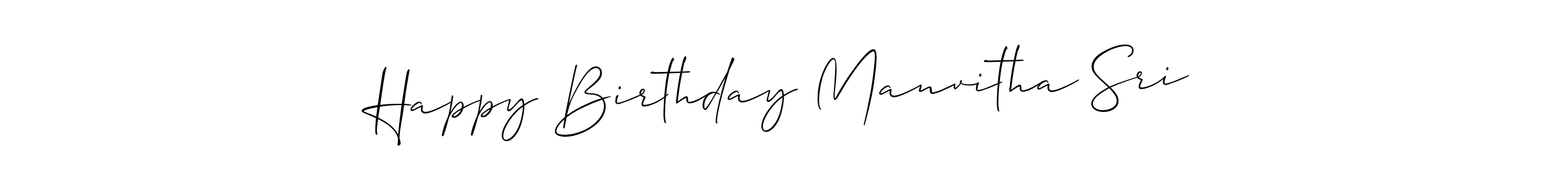 Also You can easily find your signature by using the search form. We will create Happy Birthday Manvitha Sri name handwritten signature images for you free of cost using Allison_Script sign style. Happy Birthday Manvitha Sri signature style 2 images and pictures png