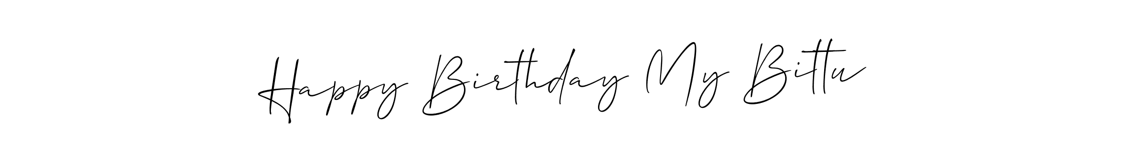 Allison_Script is a professional signature style that is perfect for those who want to add a touch of class to their signature. It is also a great choice for those who want to make their signature more unique. Get Happy Birthday My Bittu name to fancy signature for free. Happy Birthday My Bittu signature style 2 images and pictures png