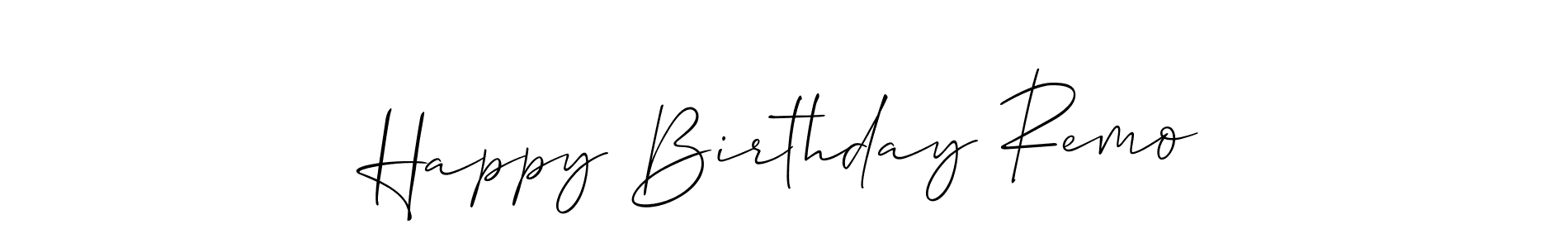 Check out images of Autograph of Happy Birthday Remo name. Actor Happy Birthday Remo Signature Style. Allison_Script is a professional sign style online. Happy Birthday Remo signature style 2 images and pictures png