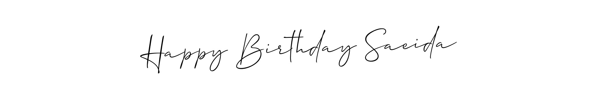 How to Draw Happy Birthday Saeida signature style? Allison_Script is a latest design signature styles for name Happy Birthday Saeida. Happy Birthday Saeida signature style 2 images and pictures png