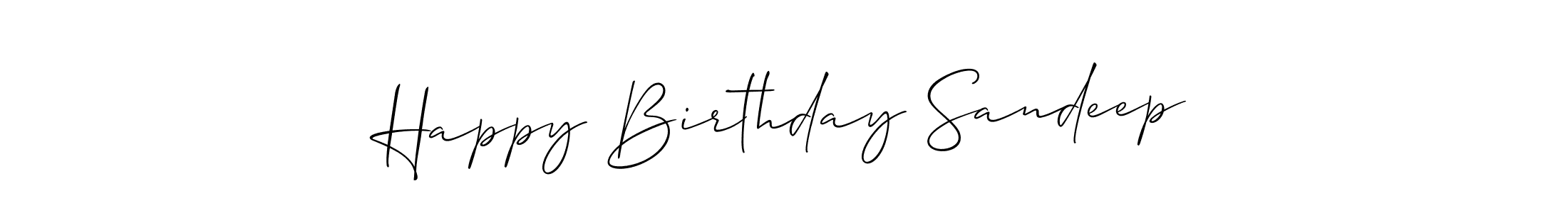 How to make Happy Birthday Sandeep name signature. Use Allison_Script style for creating short signs online. This is the latest handwritten sign. Happy Birthday Sandeep signature style 2 images and pictures png