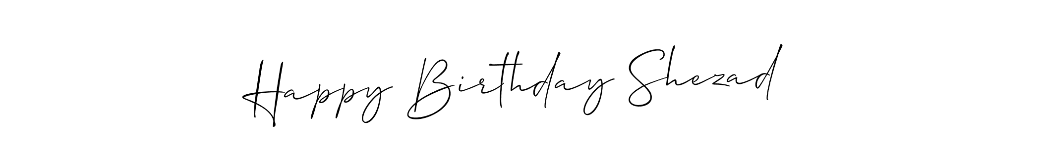 How to Draw Happy Birthday Shezad signature style? Allison_Script is a latest design signature styles for name Happy Birthday Shezad. Happy Birthday Shezad signature style 2 images and pictures png