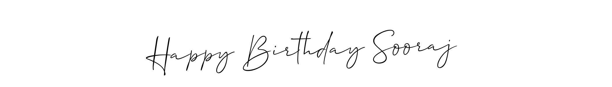 The best way (Allison_Script) to make a short signature is to pick only two or three words in your name. The name Happy Birthday Sooraj include a total of six letters. For converting this name. Happy Birthday Sooraj signature style 2 images and pictures png