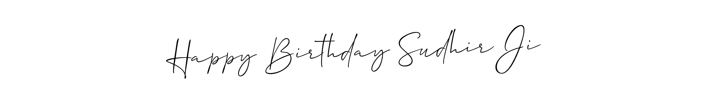 Allison_Script is a professional signature style that is perfect for those who want to add a touch of class to their signature. It is also a great choice for those who want to make their signature more unique. Get Happy Birthday Sudhir Ji name to fancy signature for free. Happy Birthday Sudhir Ji signature style 2 images and pictures png