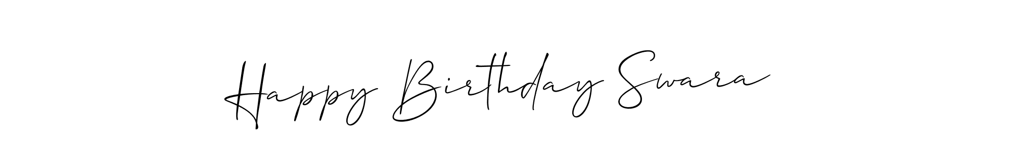 if you are searching for the best signature style for your name Happy Birthday Swara. so please give up your signature search. here we have designed multiple signature styles  using Allison_Script. Happy Birthday Swara signature style 2 images and pictures png