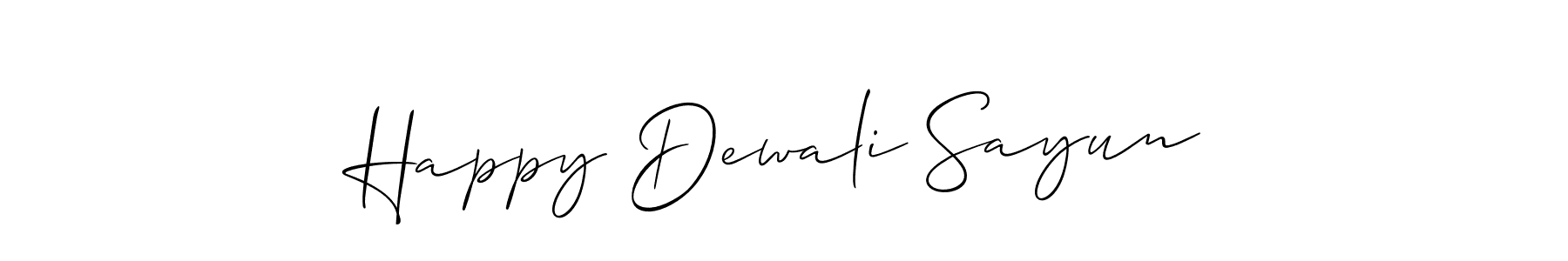 Make a beautiful signature design for name Happy Dewali Sayun. With this signature (Allison_Script) style, you can create a handwritten signature for free. Happy Dewali Sayun signature style 2 images and pictures png