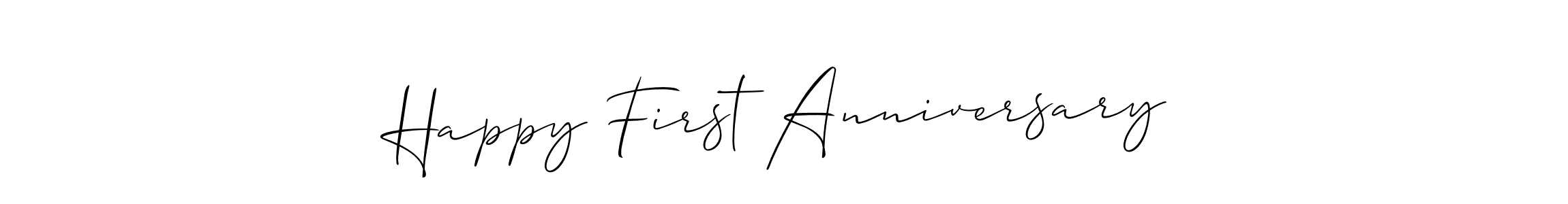 Make a beautiful signature design for name Happy First Anniversary. With this signature (Allison_Script) style, you can create a handwritten signature for free. Happy First Anniversary signature style 2 images and pictures png