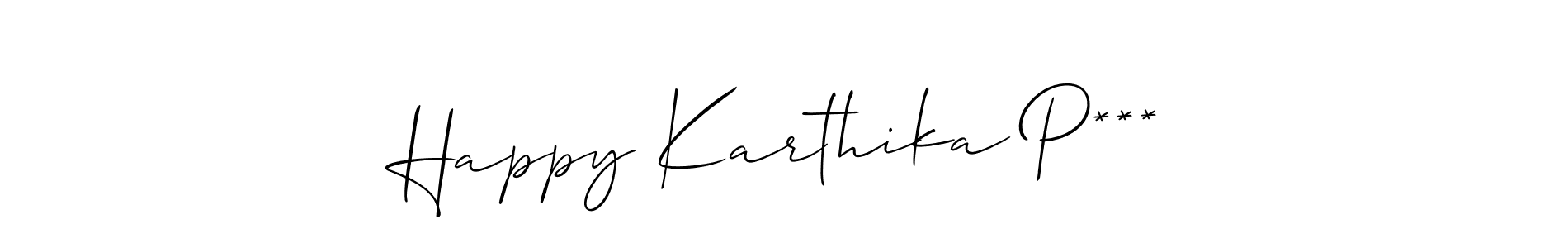 This is the best signature style for the Happy Karthika P*** name. Also you like these signature font (Allison_Script). Mix name signature. Happy Karthika P*** signature style 2 images and pictures png