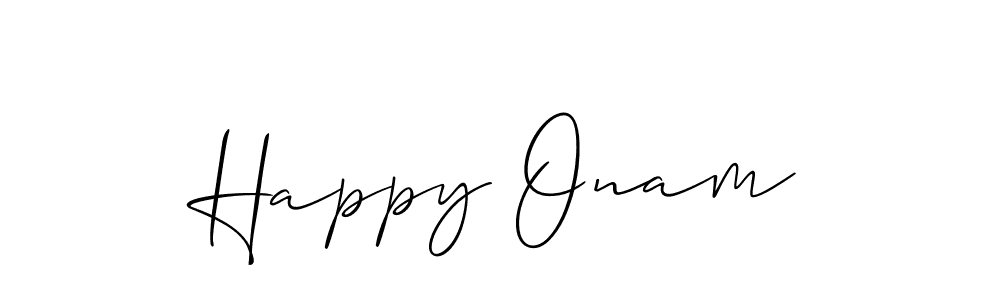 Design your own signature with our free online signature maker. With this signature software, you can create a handwritten (Allison_Script) signature for name Happy Onam. Happy Onam signature style 2 images and pictures png