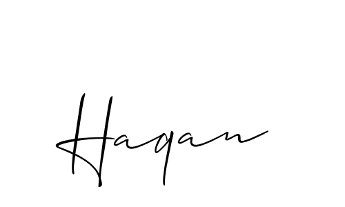 How to make Haqan signature? Allison_Script is a professional autograph style. Create handwritten signature for Haqan name. Haqan signature style 2 images and pictures png