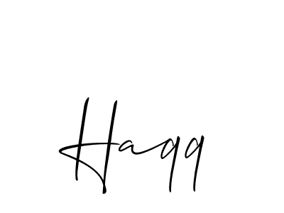 Create a beautiful signature design for name Haqq. With this signature (Allison_Script) fonts, you can make a handwritten signature for free. Haqq signature style 2 images and pictures png