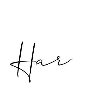 Design your own signature with our free online signature maker. With this signature software, you can create a handwritten (Allison_Script) signature for name Har. Har signature style 2 images and pictures png