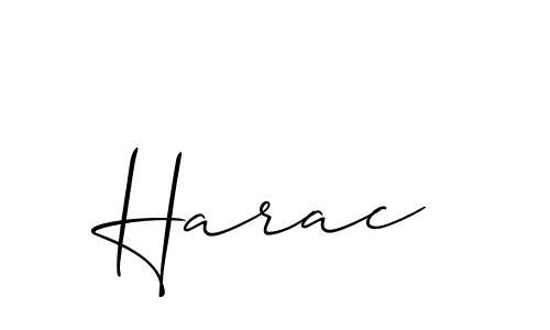 Use a signature maker to create a handwritten signature online. With this signature software, you can design (Allison_Script) your own signature for name Harac. Harac signature style 2 images and pictures png