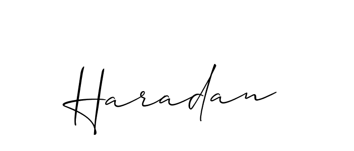 Make a beautiful signature design for name Haradan. With this signature (Allison_Script) style, you can create a handwritten signature for free. Haradan signature style 2 images and pictures png