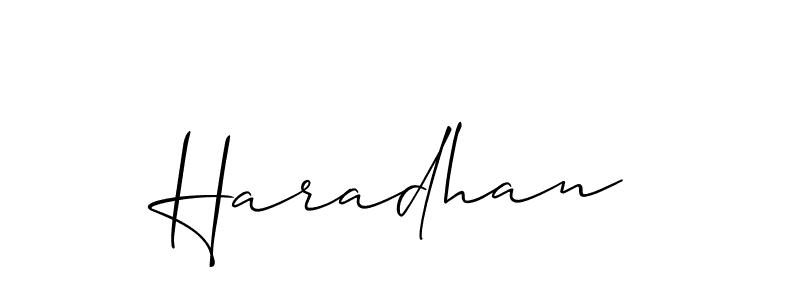 Design your own signature with our free online signature maker. With this signature software, you can create a handwritten (Allison_Script) signature for name Haradhan. Haradhan signature style 2 images and pictures png