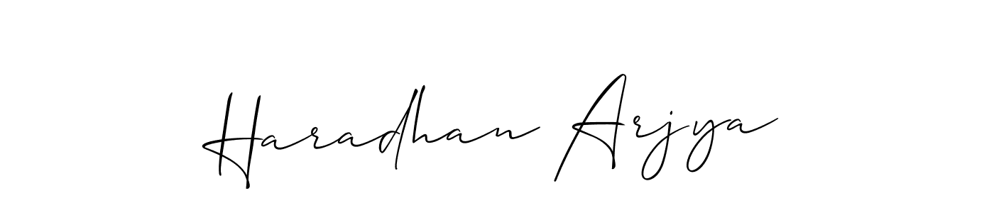 How to make Haradhan Arjya name signature. Use Allison_Script style for creating short signs online. This is the latest handwritten sign. Haradhan Arjya signature style 2 images and pictures png