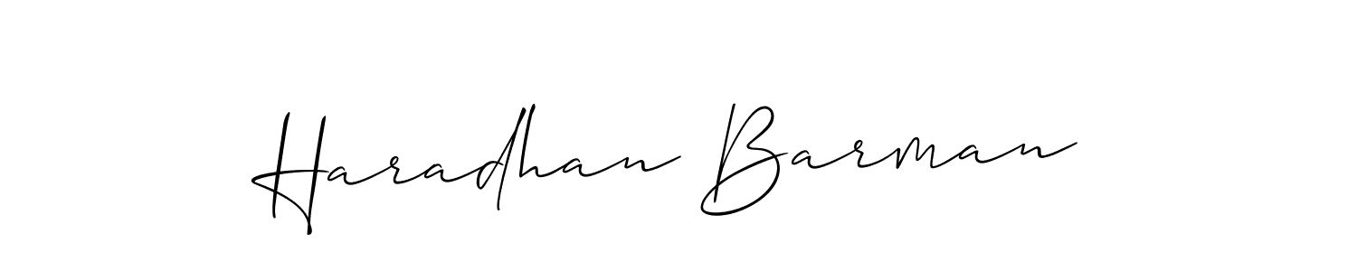 Create a beautiful signature design for name Haradhan Barman. With this signature (Allison_Script) fonts, you can make a handwritten signature for free. Haradhan Barman signature style 2 images and pictures png