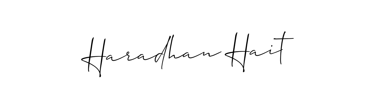 You should practise on your own different ways (Allison_Script) to write your name (Haradhan Hait) in signature. don't let someone else do it for you. Haradhan Hait signature style 2 images and pictures png