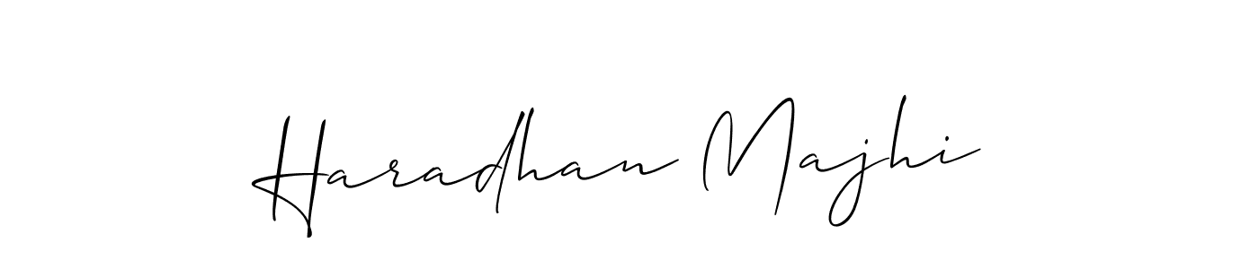 Also You can easily find your signature by using the search form. We will create Haradhan Majhi name handwritten signature images for you free of cost using Allison_Script sign style. Haradhan Majhi signature style 2 images and pictures png