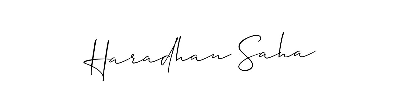 How to make Haradhan Saha signature? Allison_Script is a professional autograph style. Create handwritten signature for Haradhan Saha name. Haradhan Saha signature style 2 images and pictures png