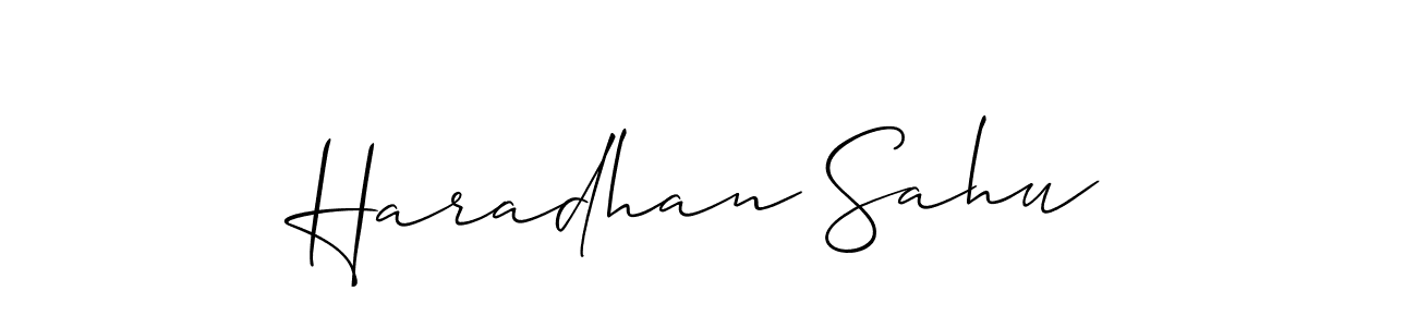 Create a beautiful signature design for name Haradhan Sahu. With this signature (Allison_Script) fonts, you can make a handwritten signature for free. Haradhan Sahu signature style 2 images and pictures png