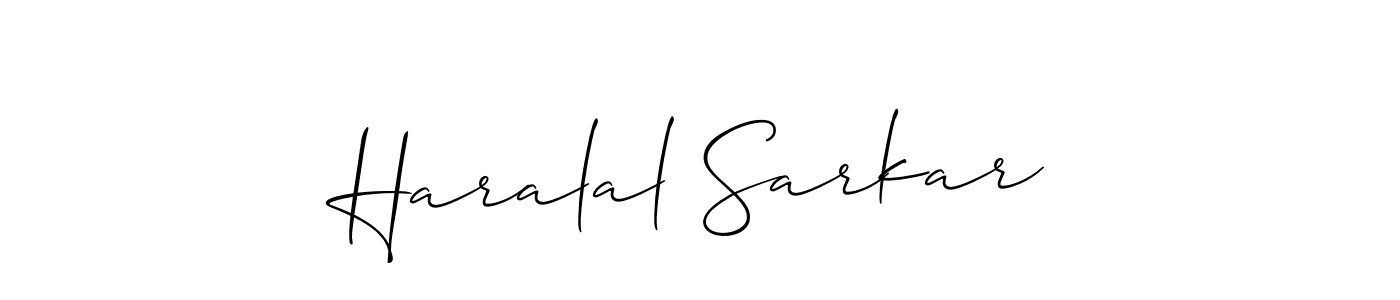 Use a signature maker to create a handwritten signature online. With this signature software, you can design (Allison_Script) your own signature for name Haralal Sarkar. Haralal Sarkar signature style 2 images and pictures png