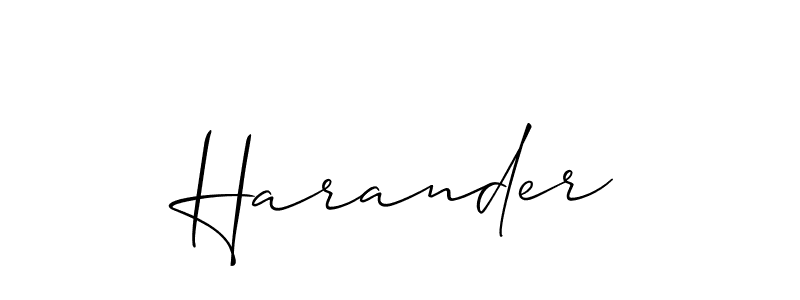 Make a short Harander signature style. Manage your documents anywhere anytime using Allison_Script. Create and add eSignatures, submit forms, share and send files easily. Harander signature style 2 images and pictures png