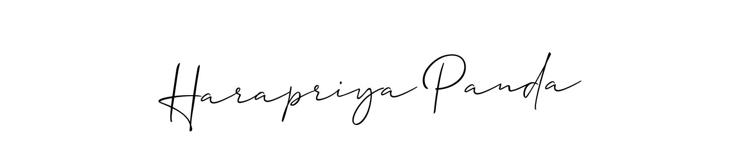 Also You can easily find your signature by using the search form. We will create Harapriya Panda name handwritten signature images for you free of cost using Allison_Script sign style. Harapriya Panda signature style 2 images and pictures png