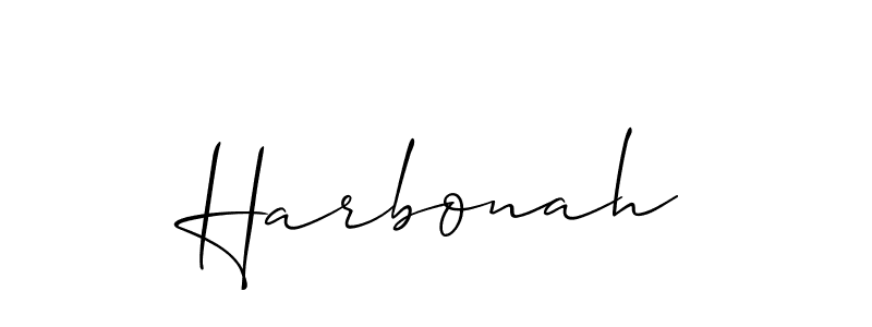 How to make Harbonah name signature. Use Allison_Script style for creating short signs online. This is the latest handwritten sign. Harbonah signature style 2 images and pictures png