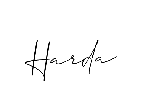 Design your own signature with our free online signature maker. With this signature software, you can create a handwritten (Allison_Script) signature for name Harda. Harda signature style 2 images and pictures png